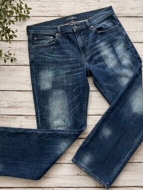 Lucky Brand Men's Jeans 121 Slim 38x34 Dark Wash Factory Distressed Great Shape!